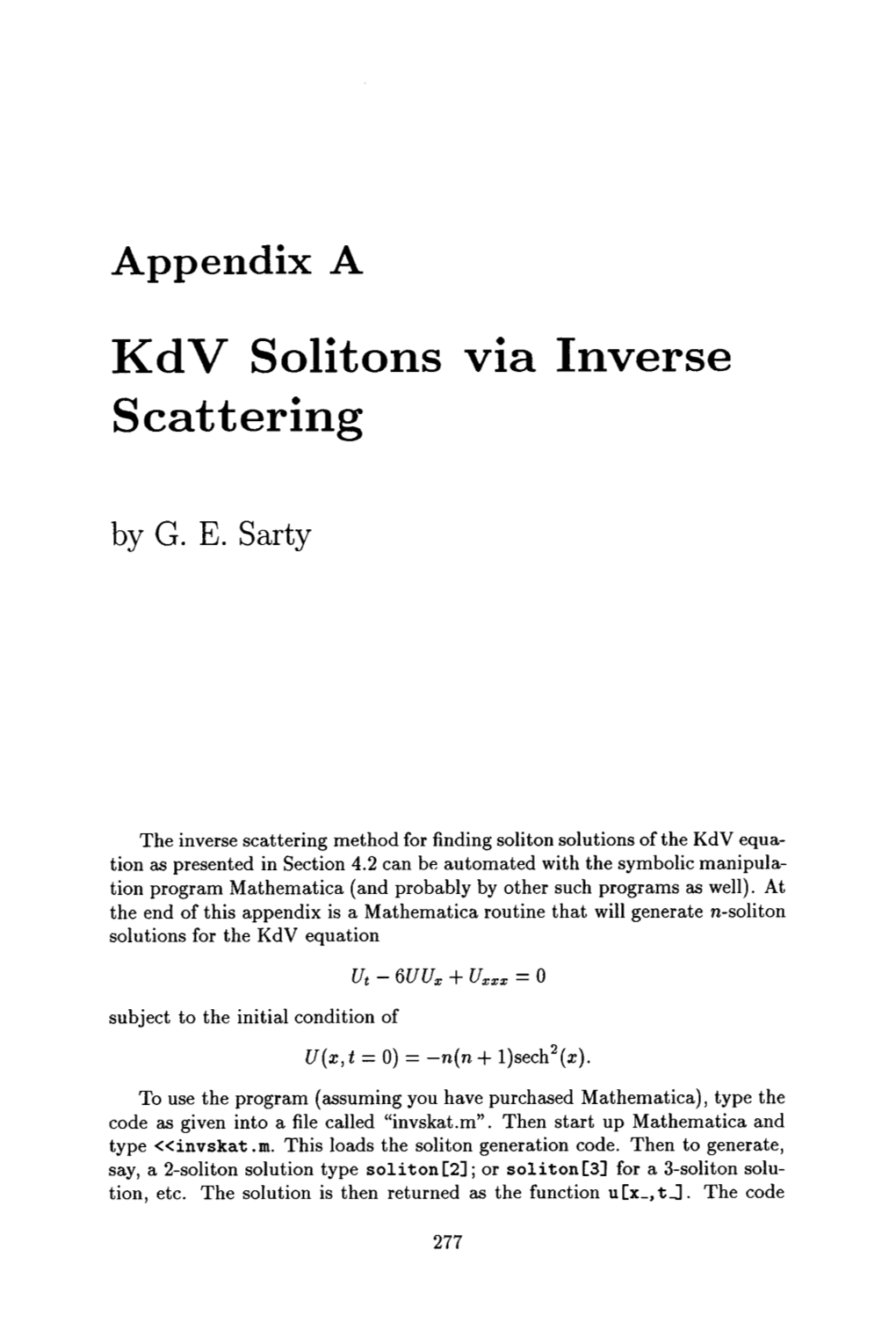 Kdv Solitons Via Inverse Scattering by G