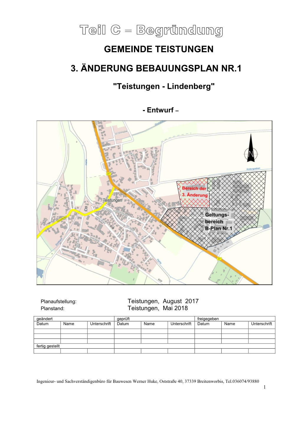 Gemeinde Teistungen 3. Änderung Bebauungsplan