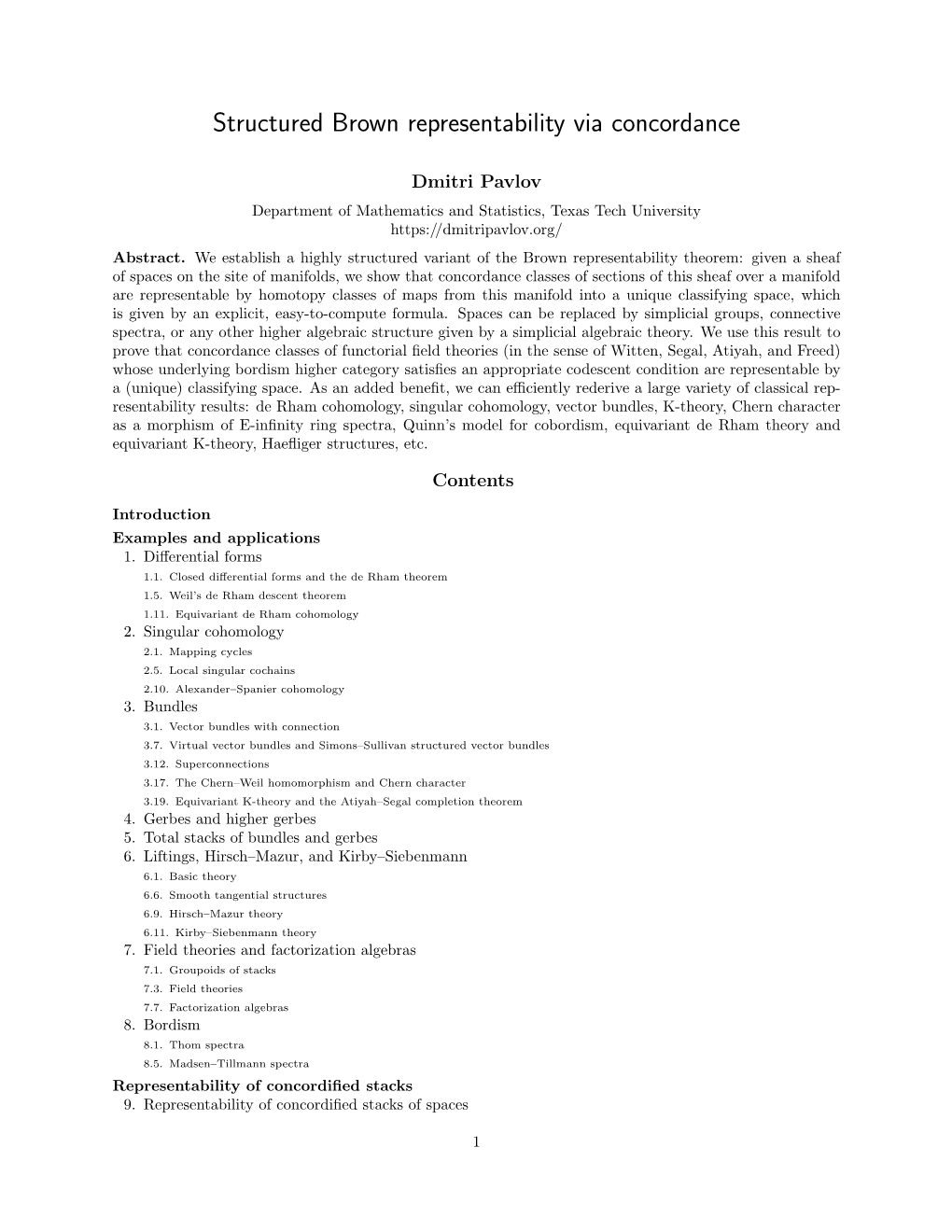 Structured Brown Representability Via Concordance