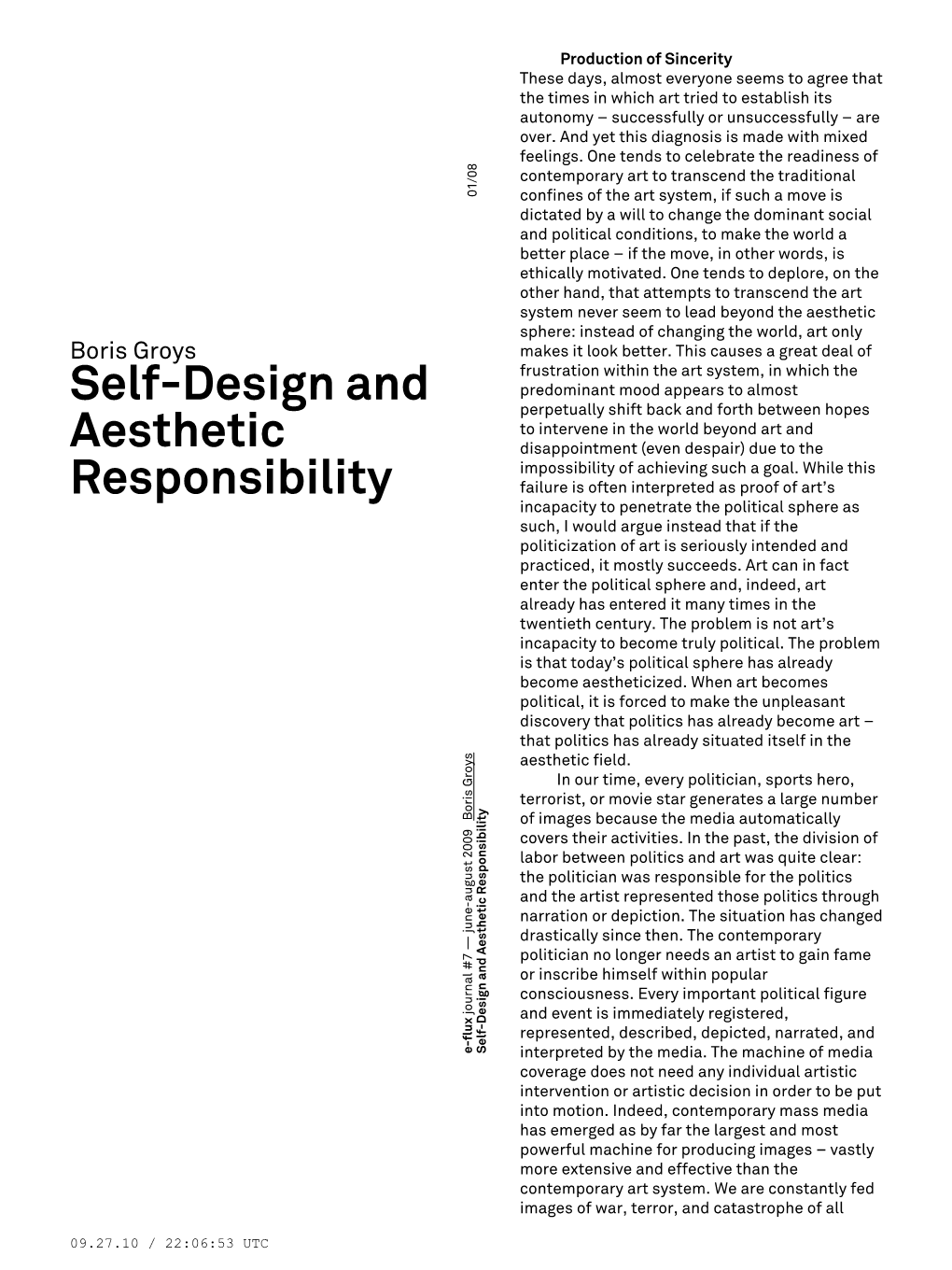 Self-Design and Aesthetic Responsibility