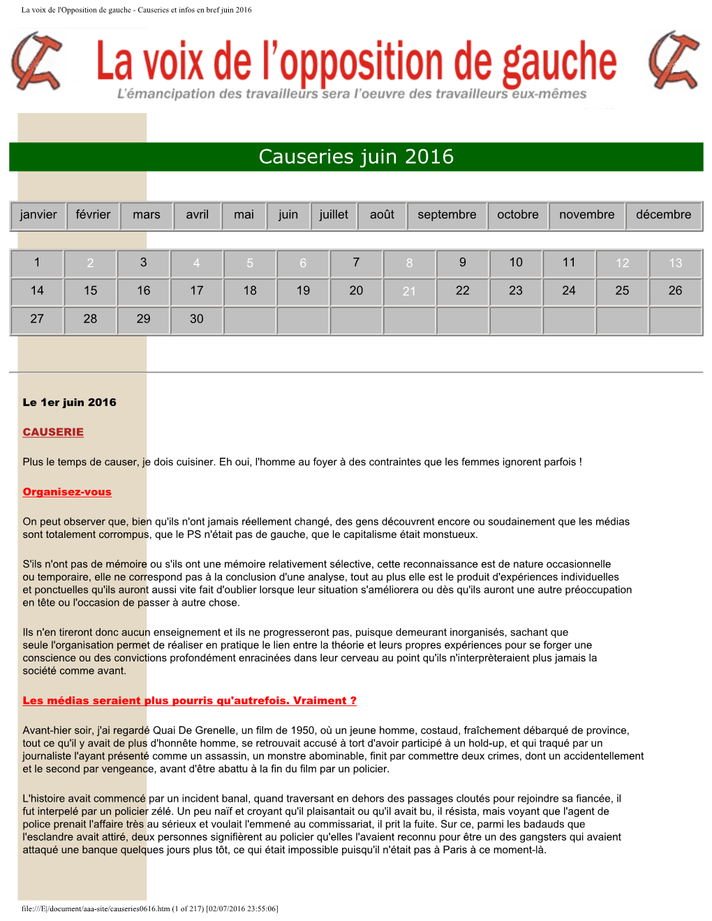 Causeries Et Infos En Bref Juin 2016