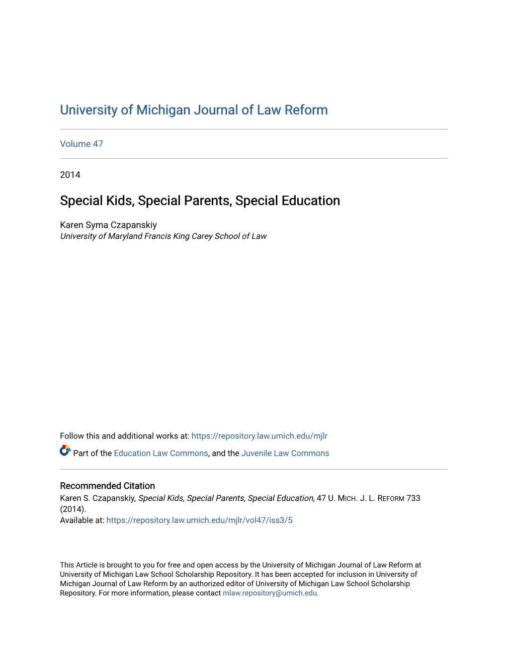 Special Kids, Special Parents, Special Education