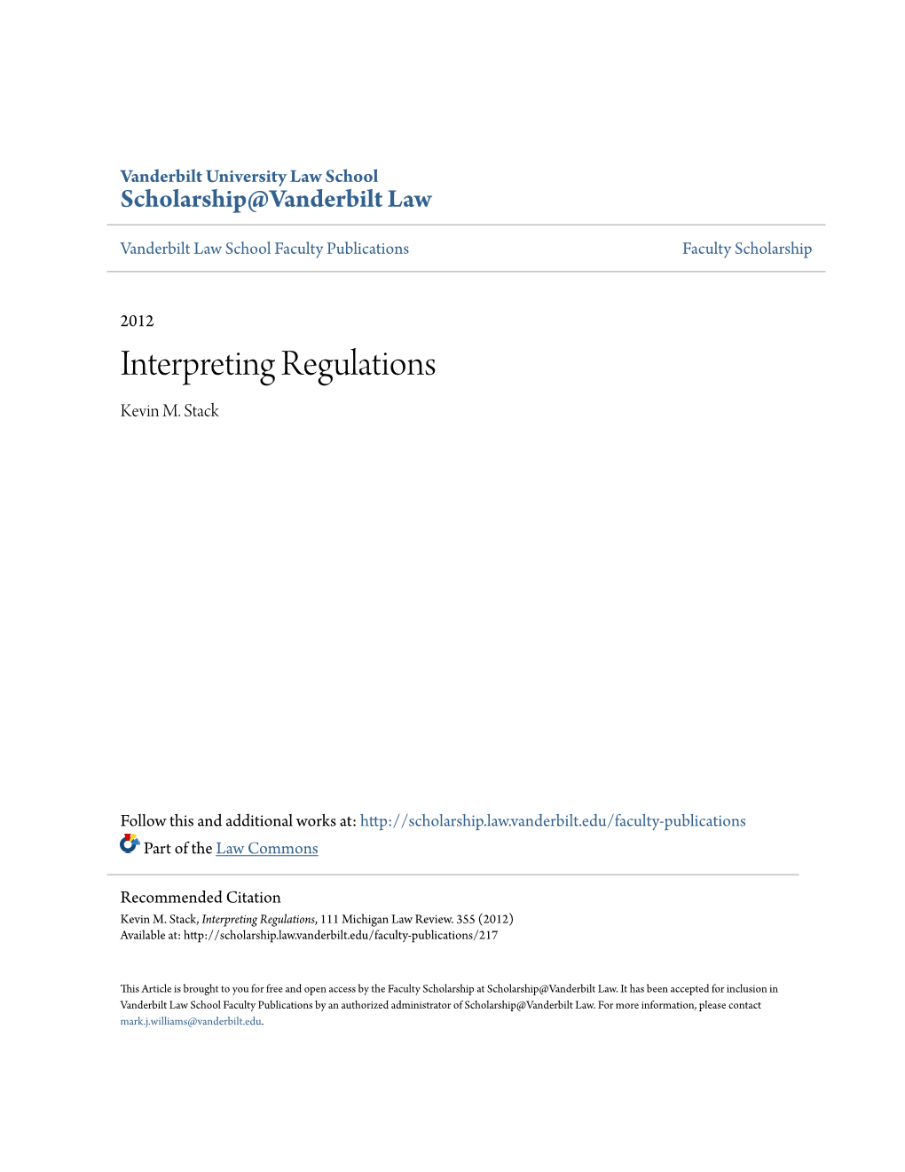 Interpreting Regulations Kevin M