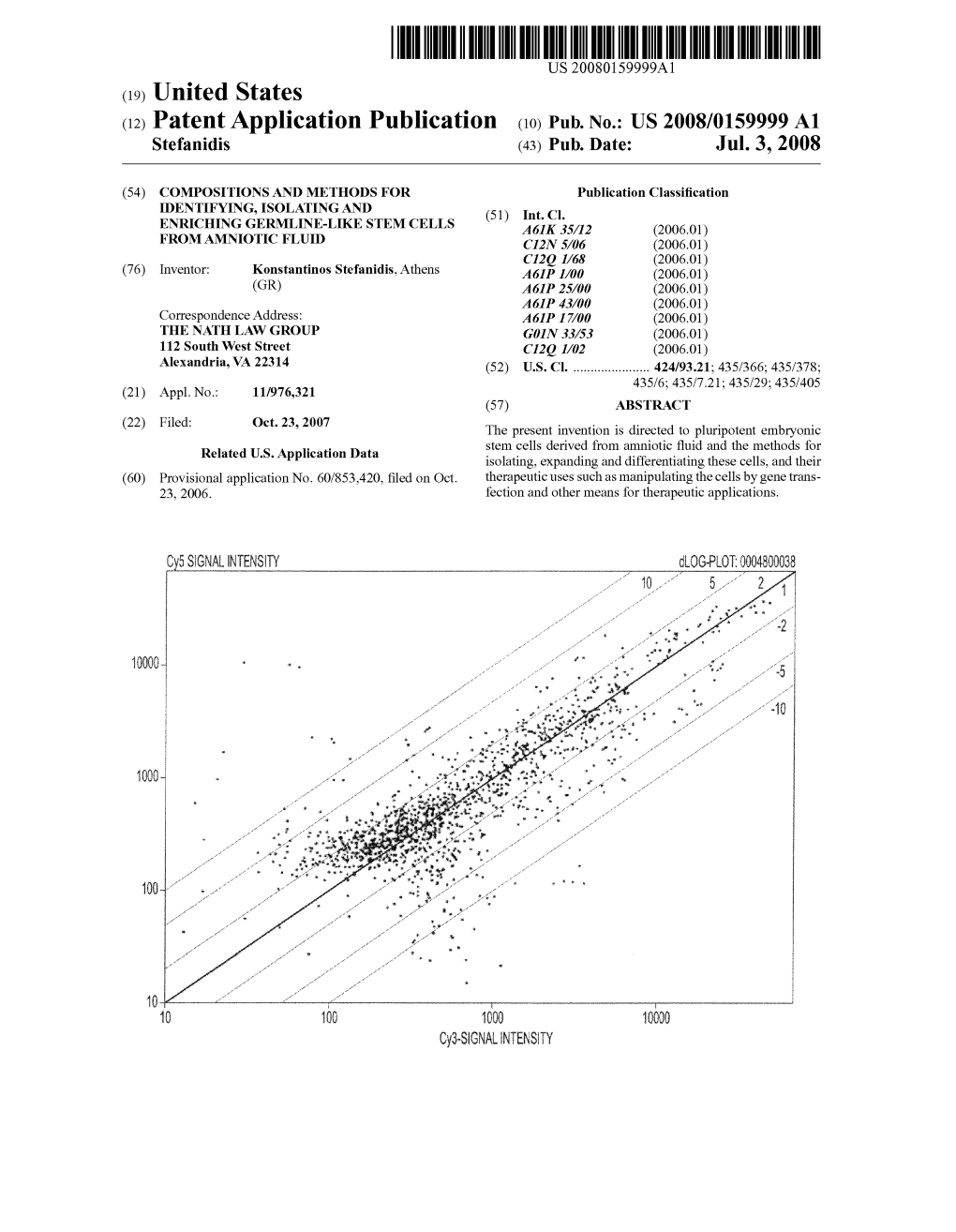 (12) Patent Application Publication (10) Pub. No.: US 2008/0159999 A1 Stefanidis (43) Pub