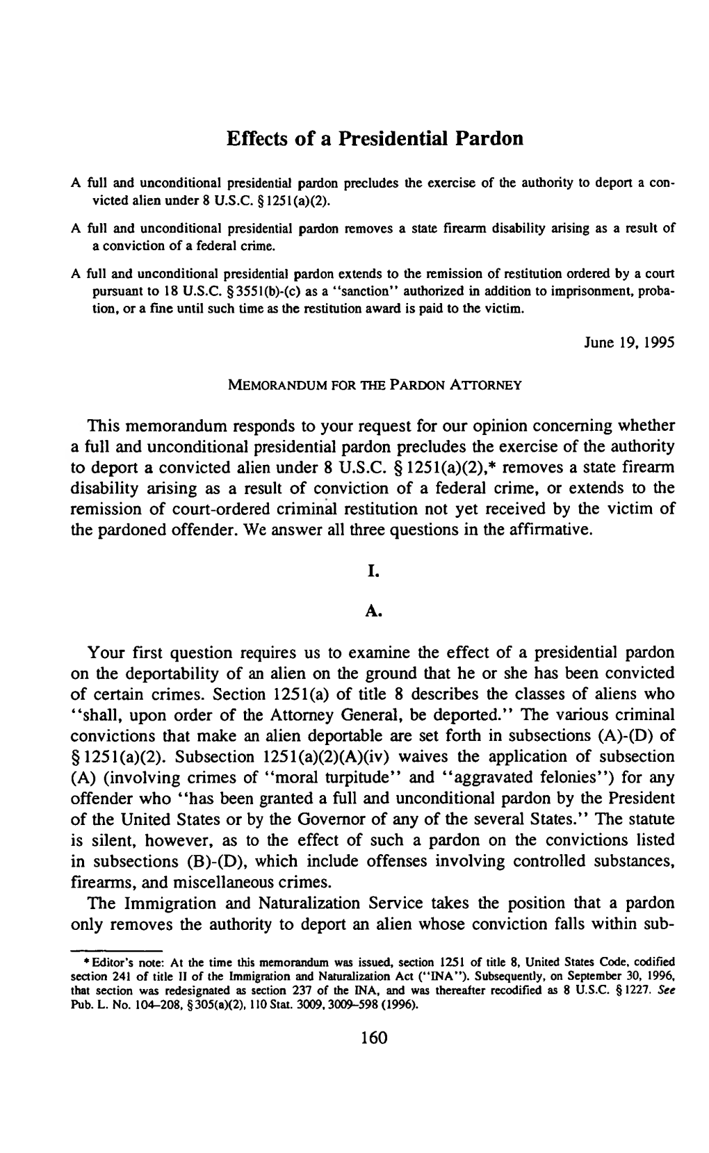 Effects of a Presidential Pardon