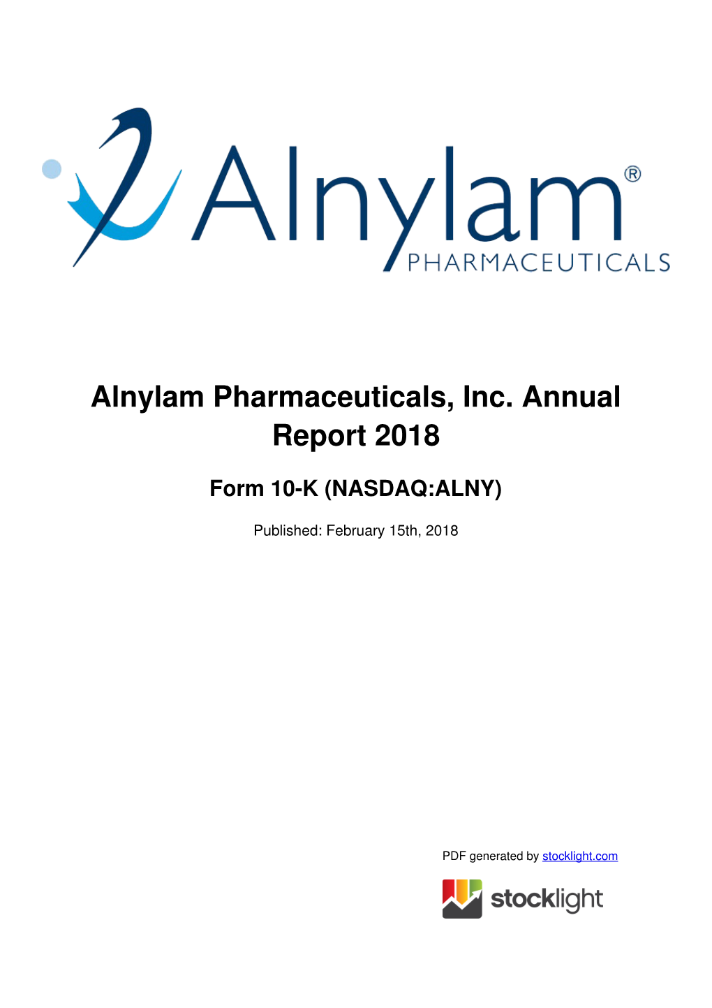 Alnylam Pharmaceuticals, Inc. Annual Report 2018