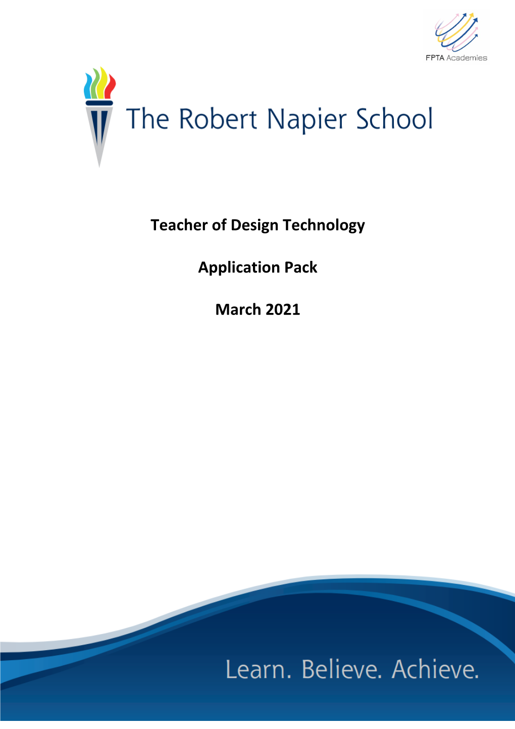 Teacher of Design Technology Application Pack March 2021