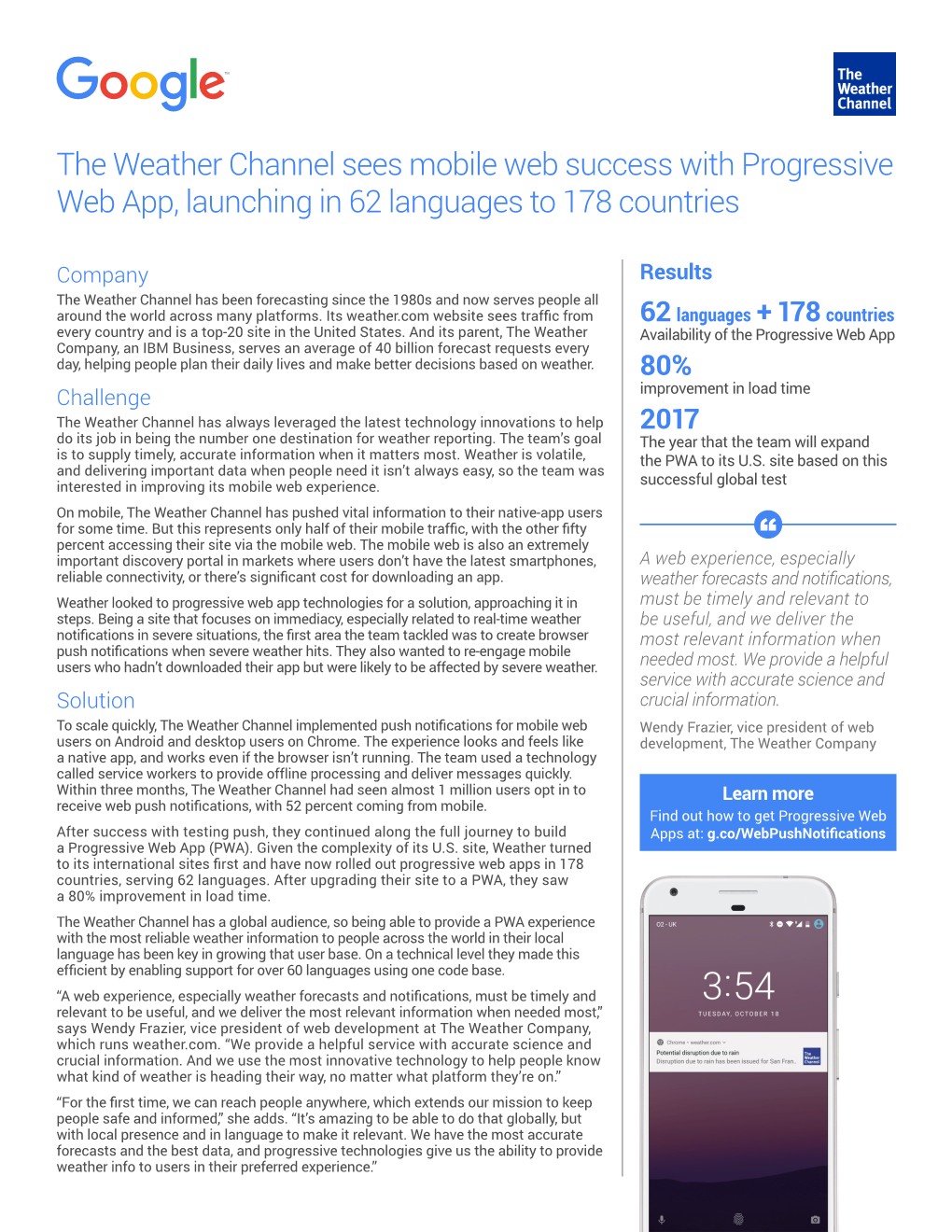 The Weather Channel Sees Mobile Web Success with Progressive Web App, Launching in 62 Languages to 178 Countries