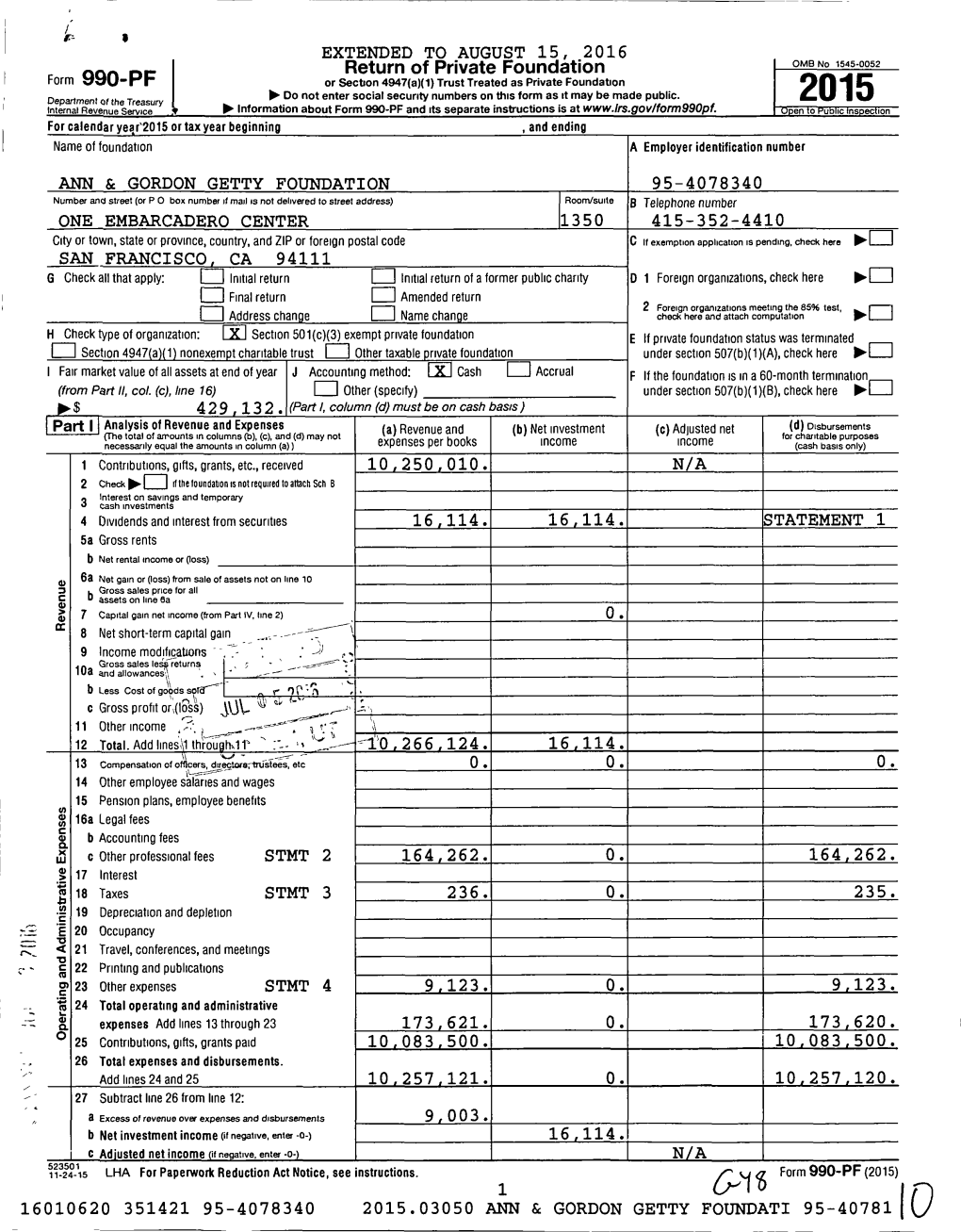 990-PF Return of Private Foundation