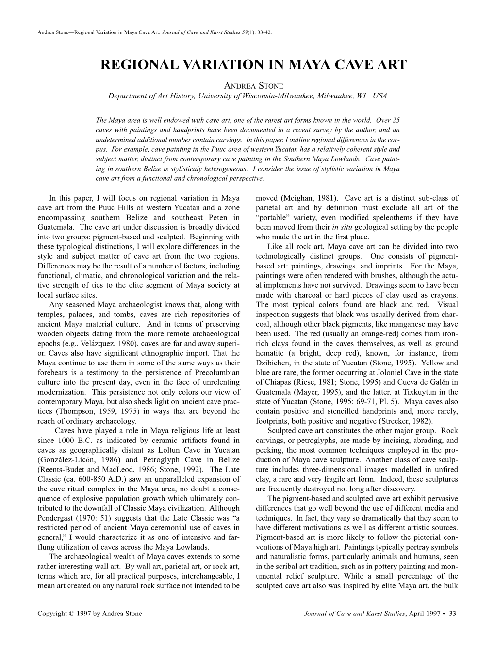 Regional Variation in Maya Cave Art