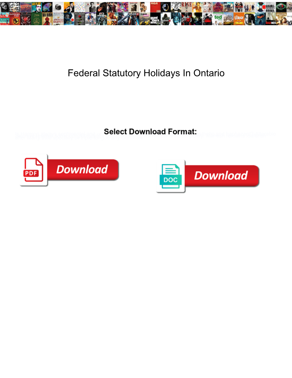 Federal Statutory Holidays in Ontario