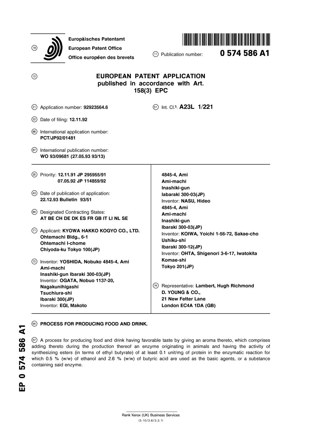 Process for Producing Food and Drink