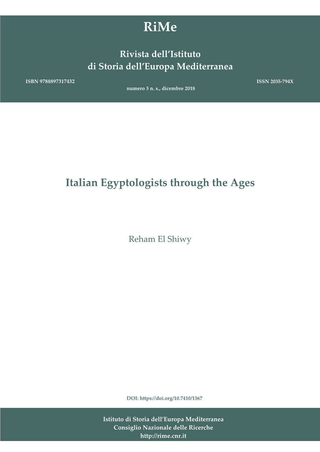 Italian Egyptologists Through the Ages