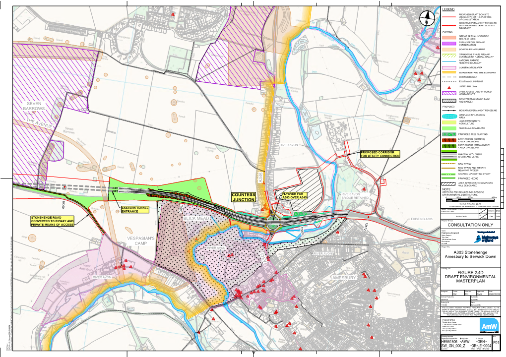 Amesbury Vespasian's Camp the Avenue A345 A345 Blick Mead Countess Junction Seven Barrows He551506 P01 Amw Gen Sw Gn 000 Z Dr Le