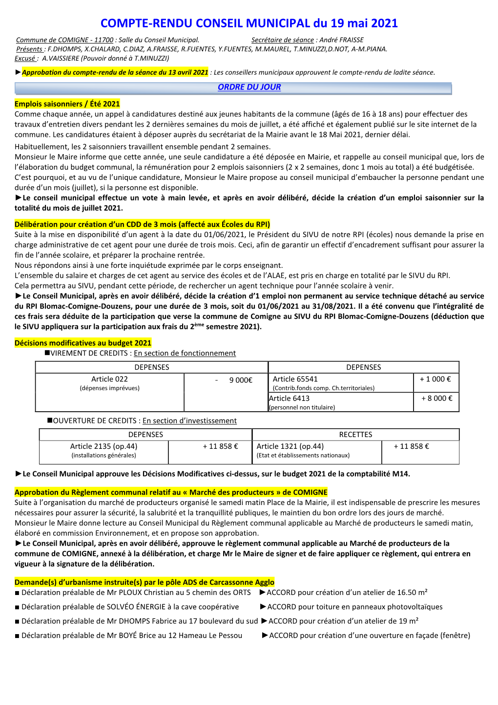 SEANCE DU 07 Mars 2003