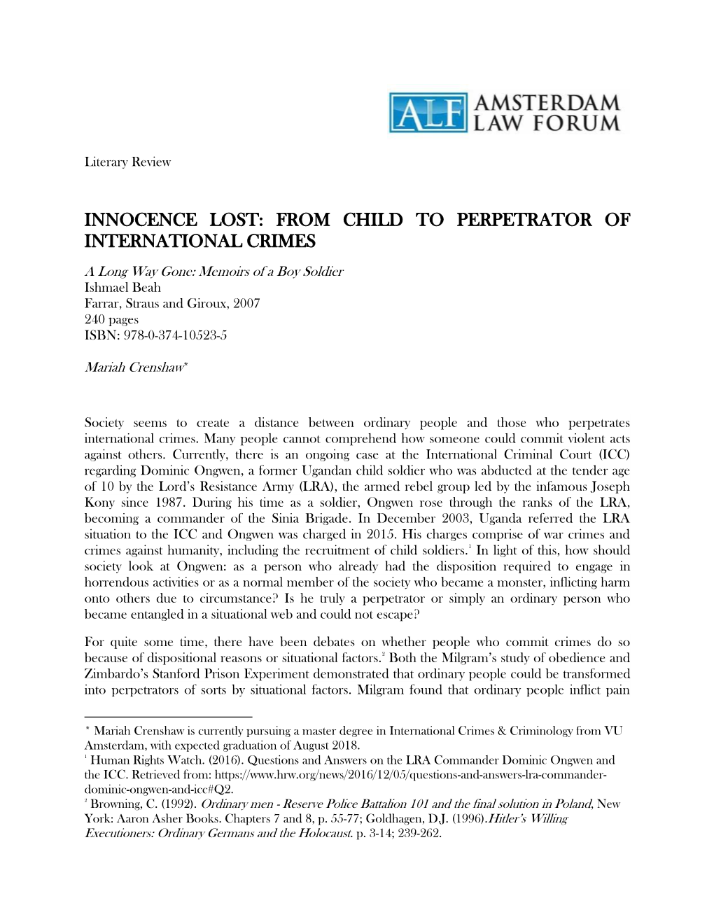 From Child to Perpetrator of International Crimes