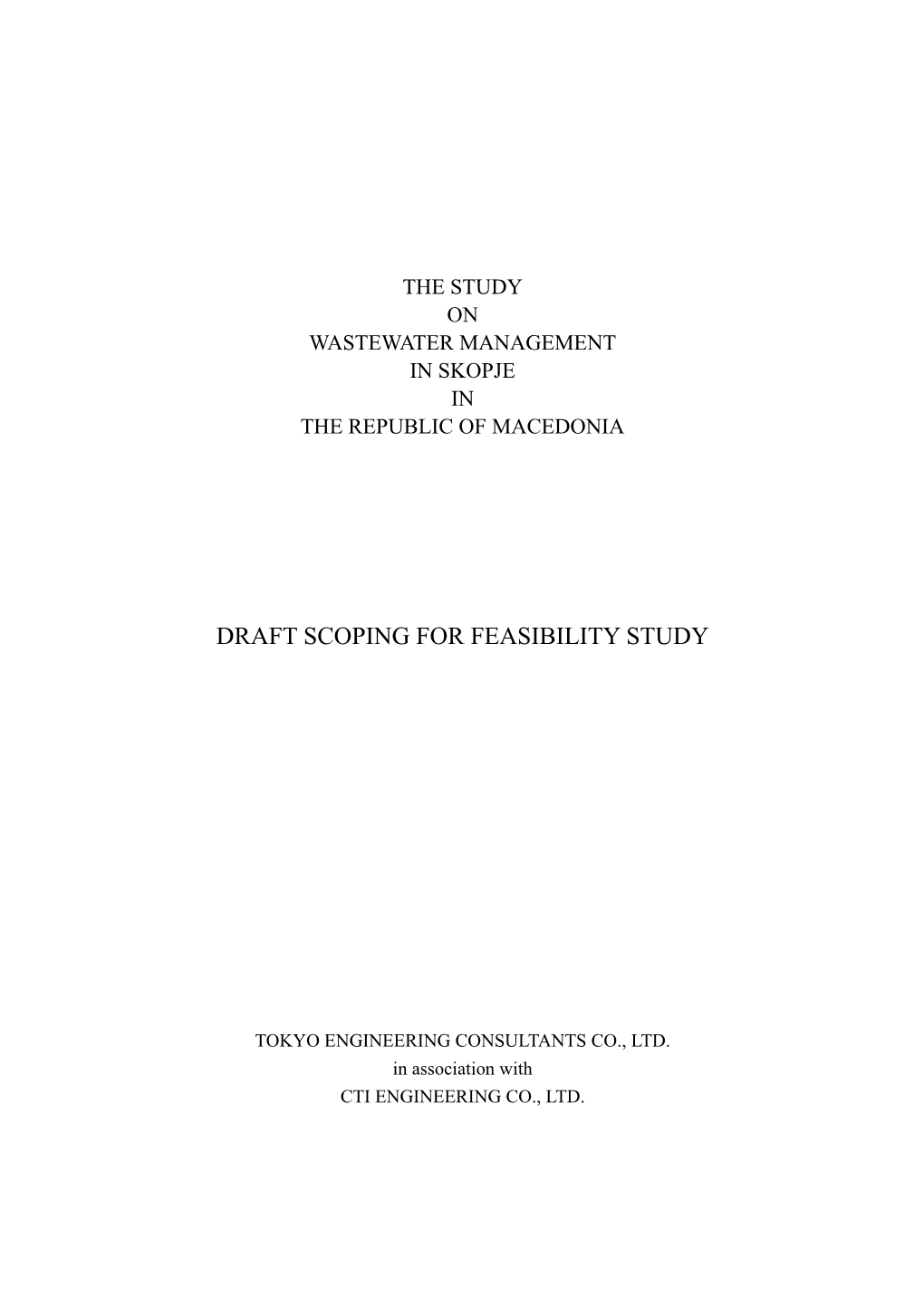 Draft Scoping for Feasibility Study
