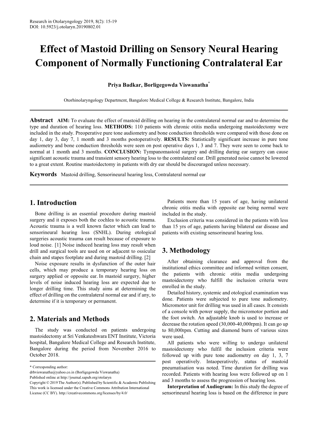 Mastoid Drilling, Sensorineural Hearing Loss, Contralateral Normal Ear