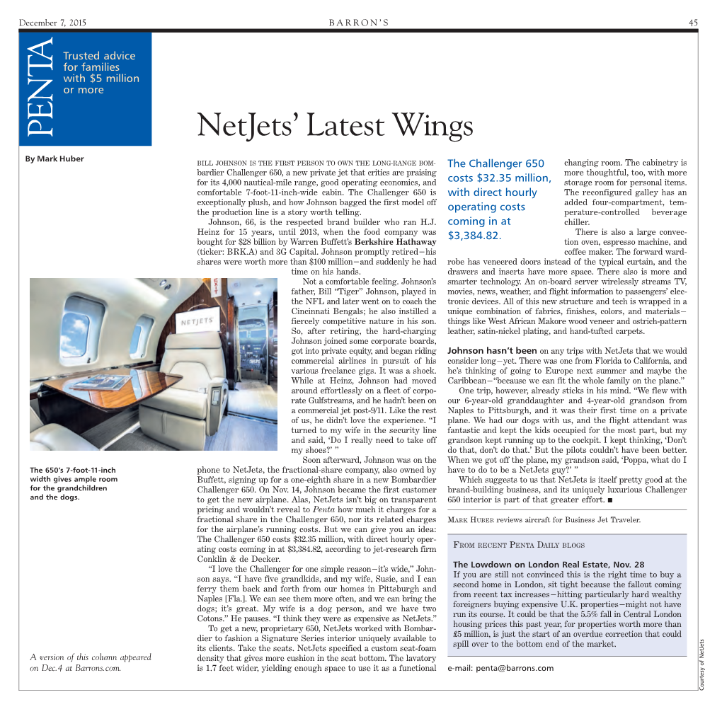 Netjets' Latest Wings December 10, 2015