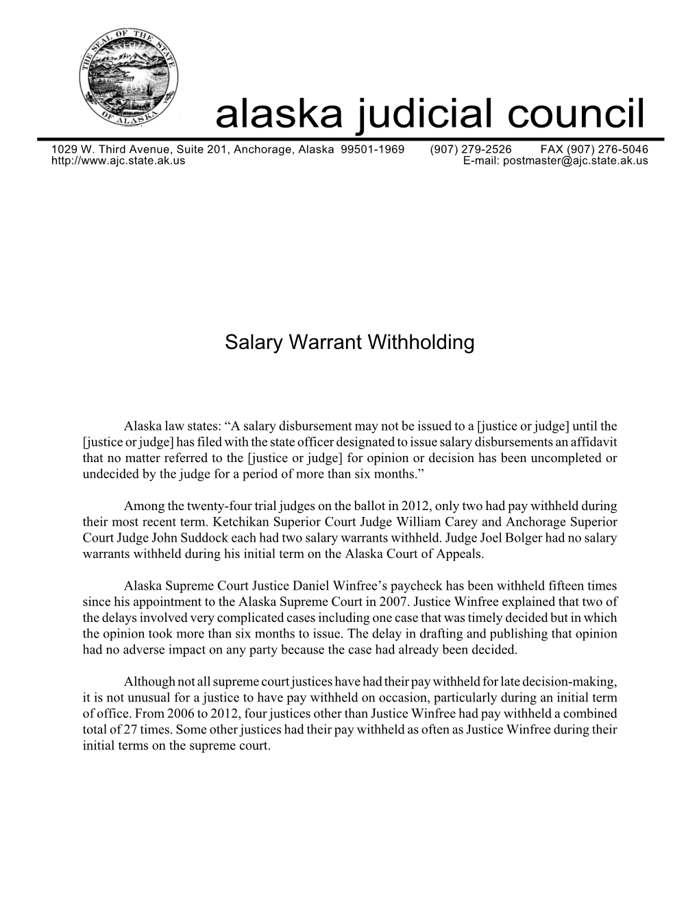 Salary Warrant Withholding