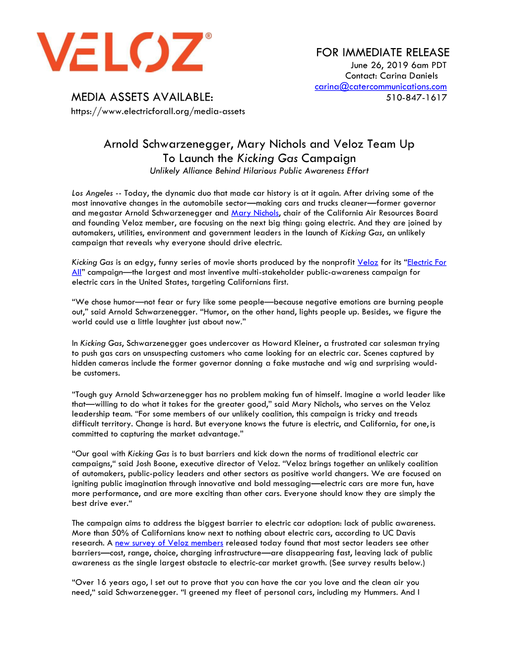 MEDIA ASSETS AVAILABLE: for IMMEDIATE RELEASE Arnold