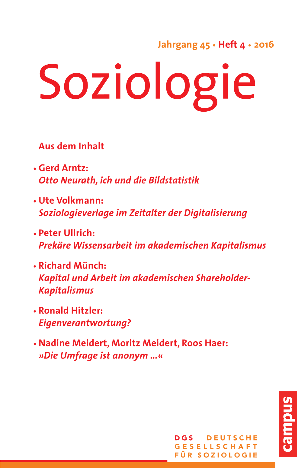 Soziologie Jahrgang 45 • Heft 3 • 2016