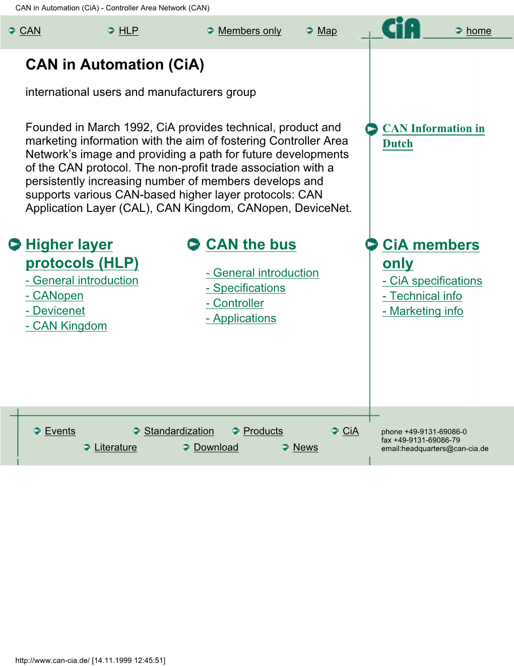 CAN in Automation (Cia) - Controller Area Network (CAN)