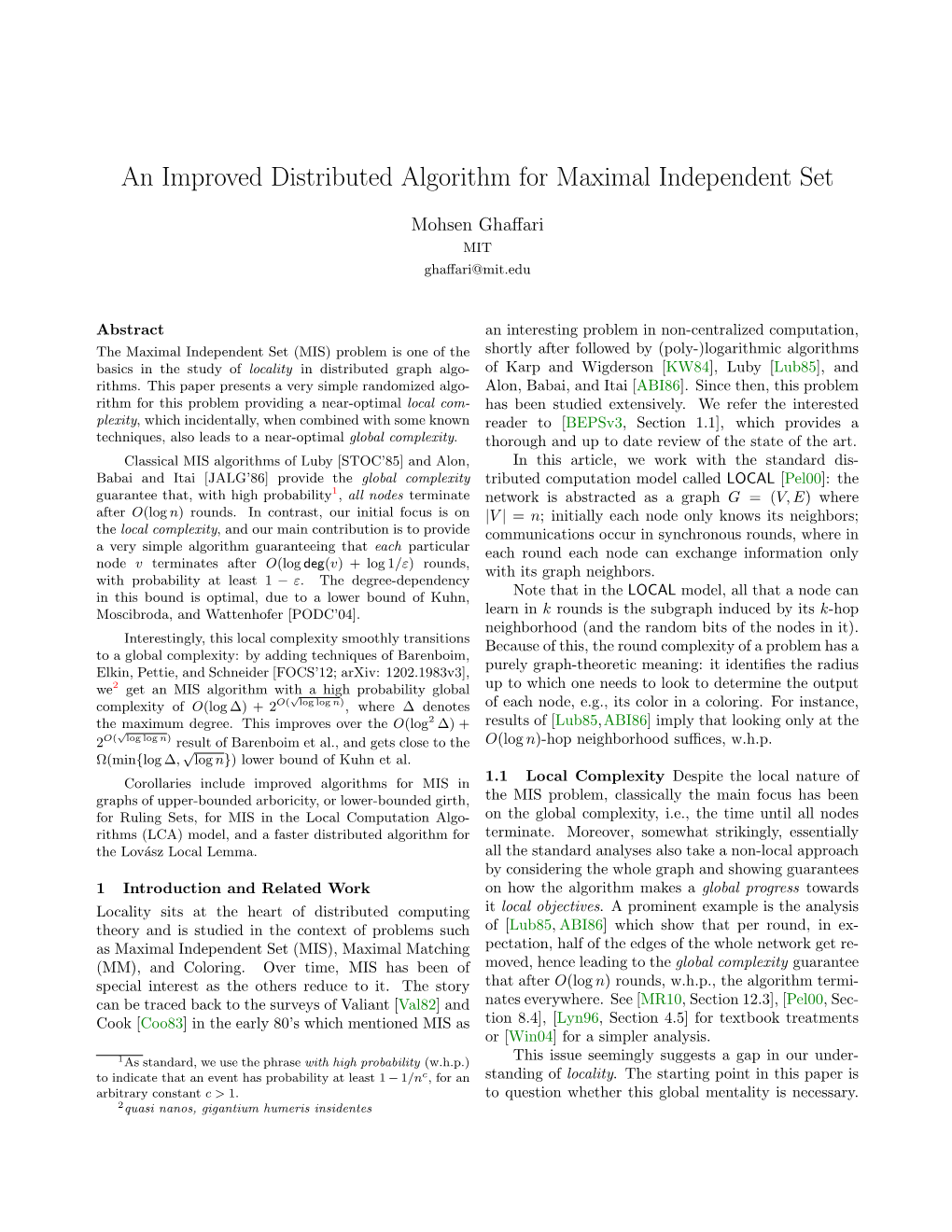 An Improved Distributed Algorithm for Maximal Independent Set