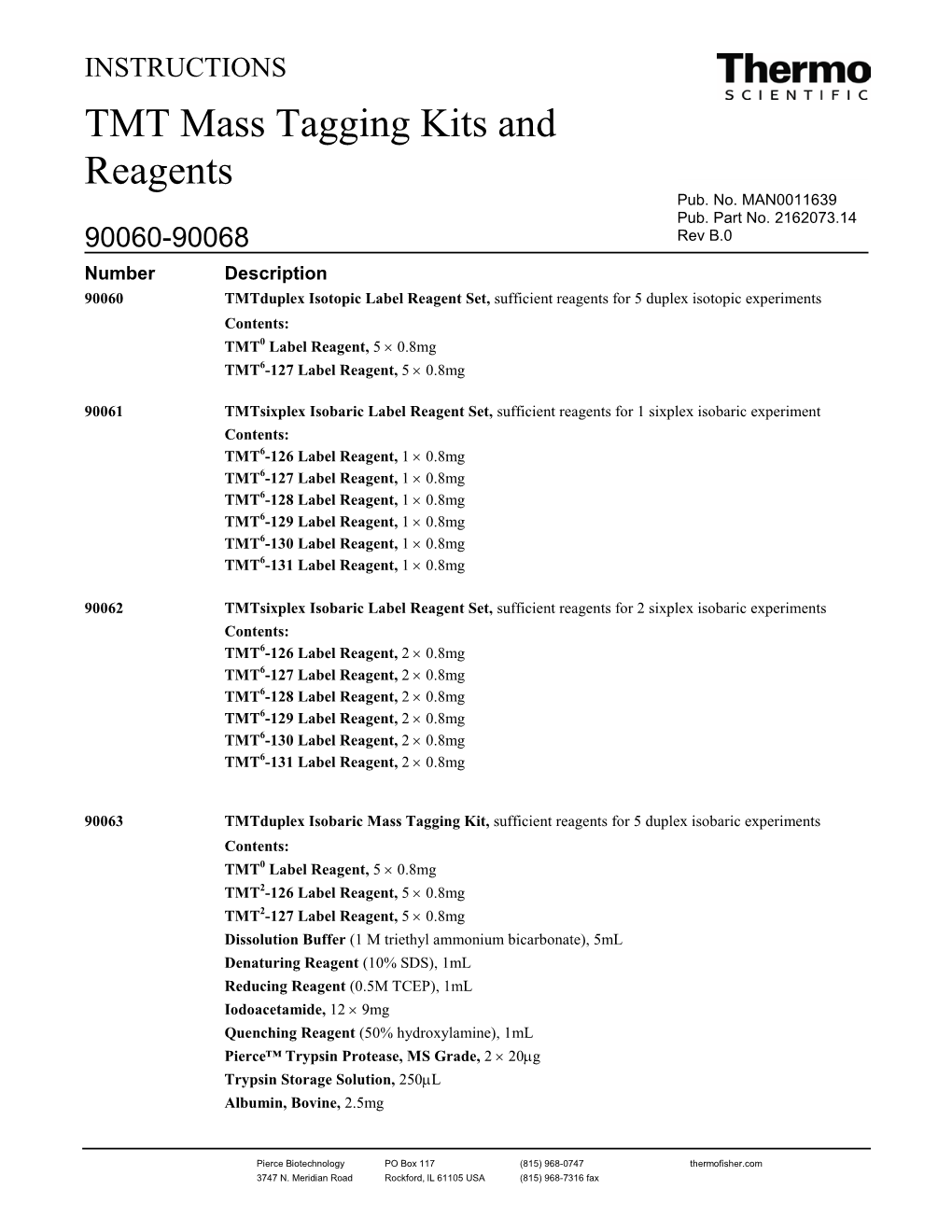 TMT Mass Tagging Kits and Reagents