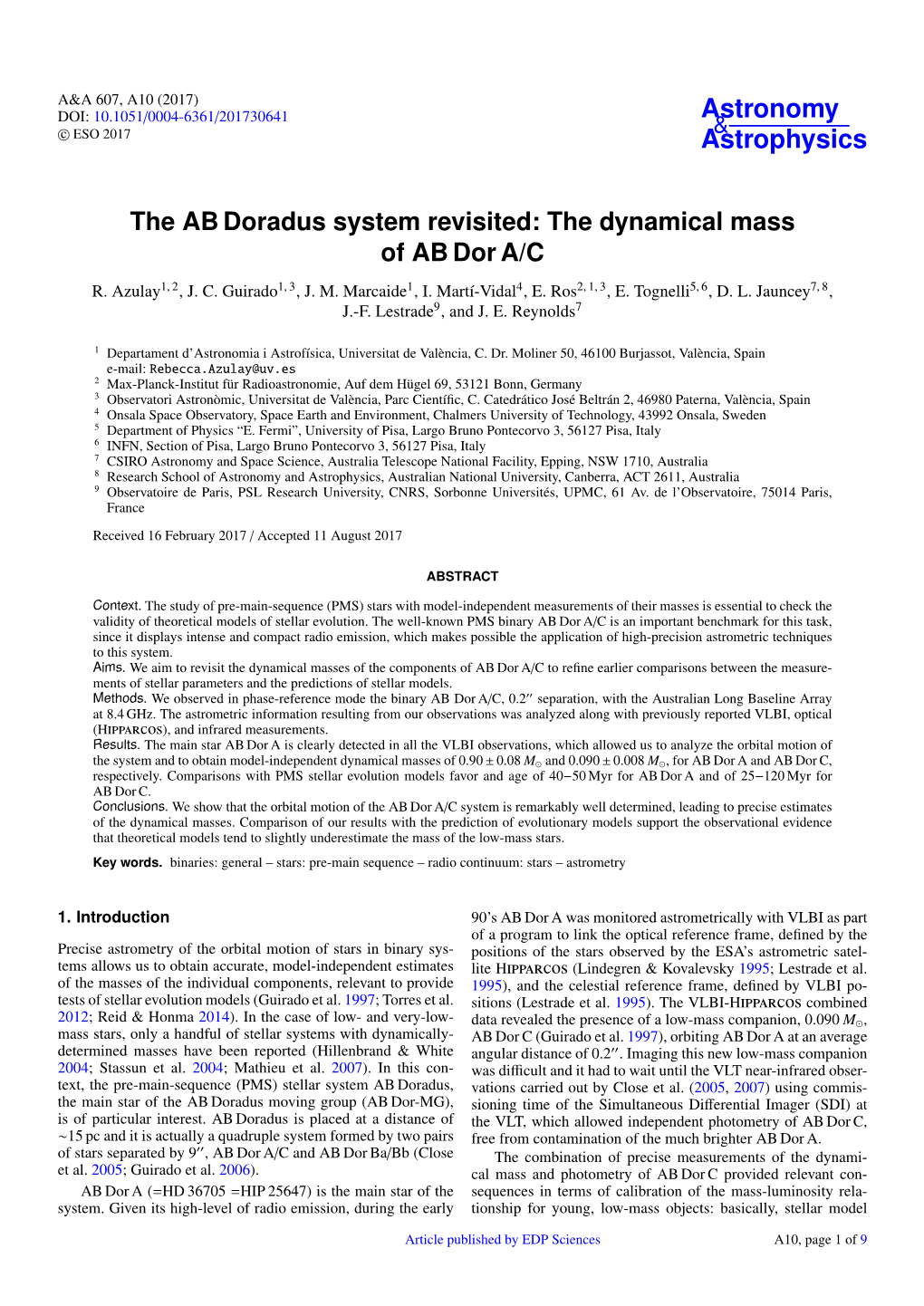 The AB Doradus System Revisited: the Dynamical Mass of AB Dor A/C R