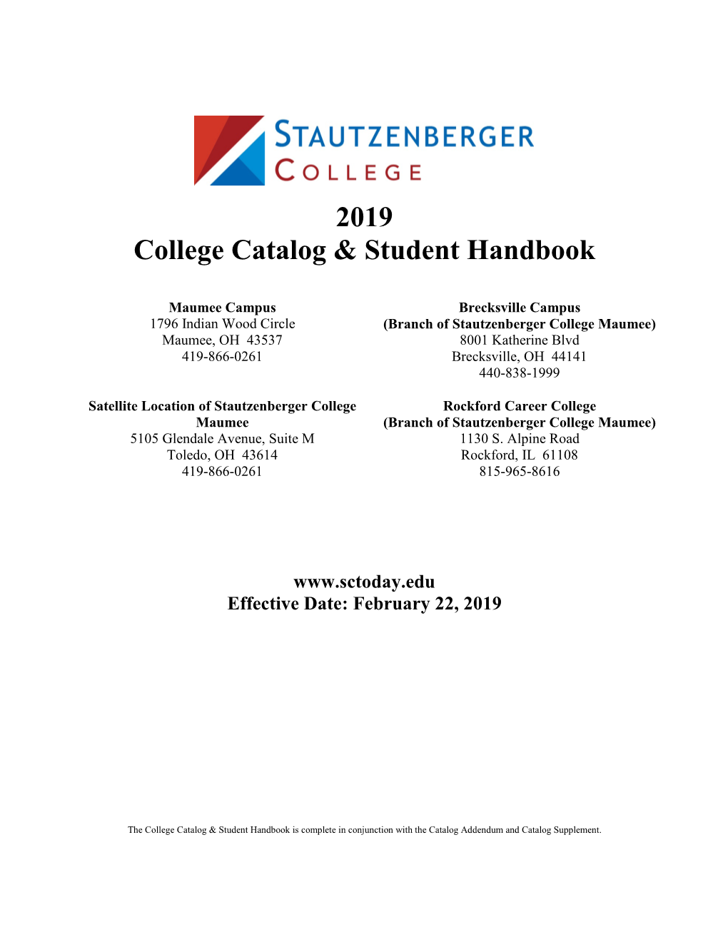 2019 College Catalog & Student Handbook