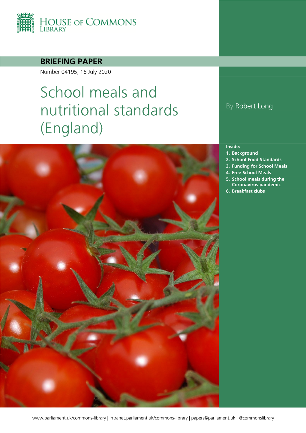 School Meals and Nutritional Standards (England)