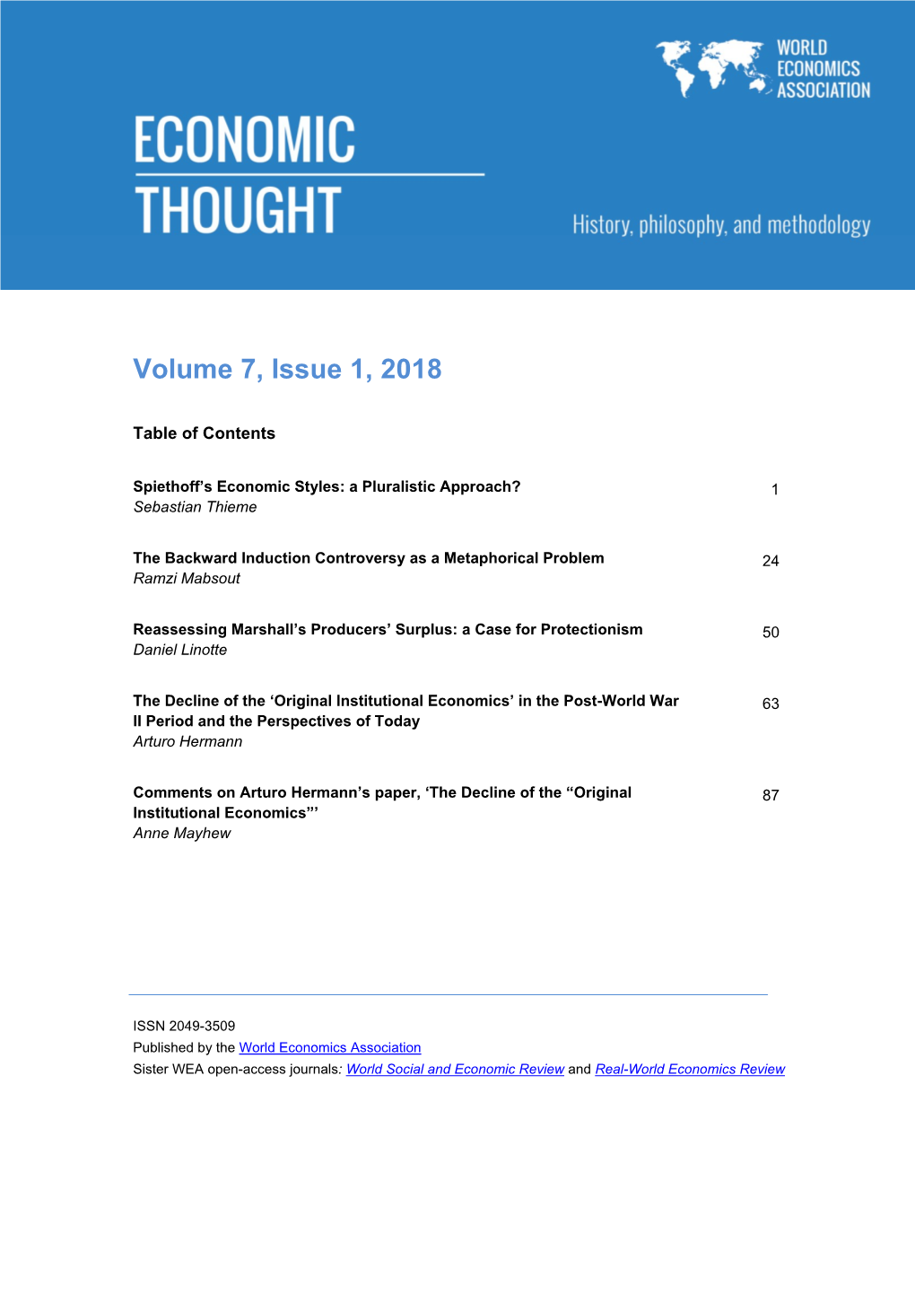 Volume 7, Issue 1, 2018