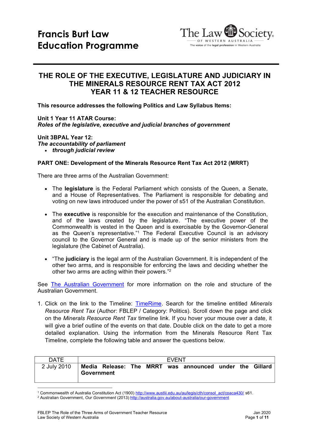 2020JAN Role of Three Arms of Government Teacher Resource