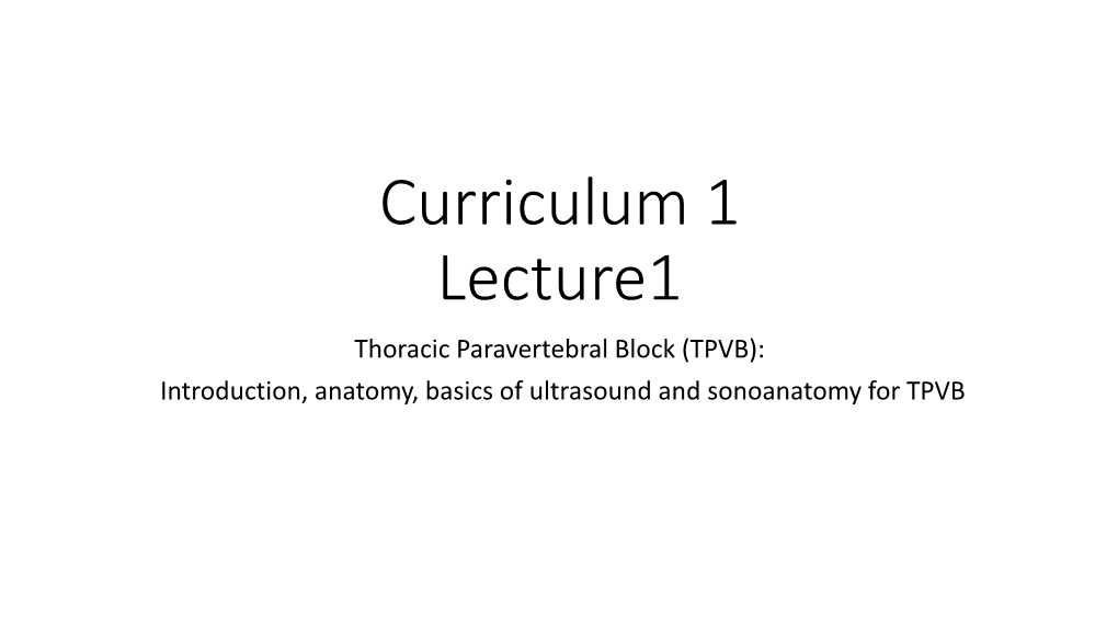 Curriculum 1 – Lecture 1