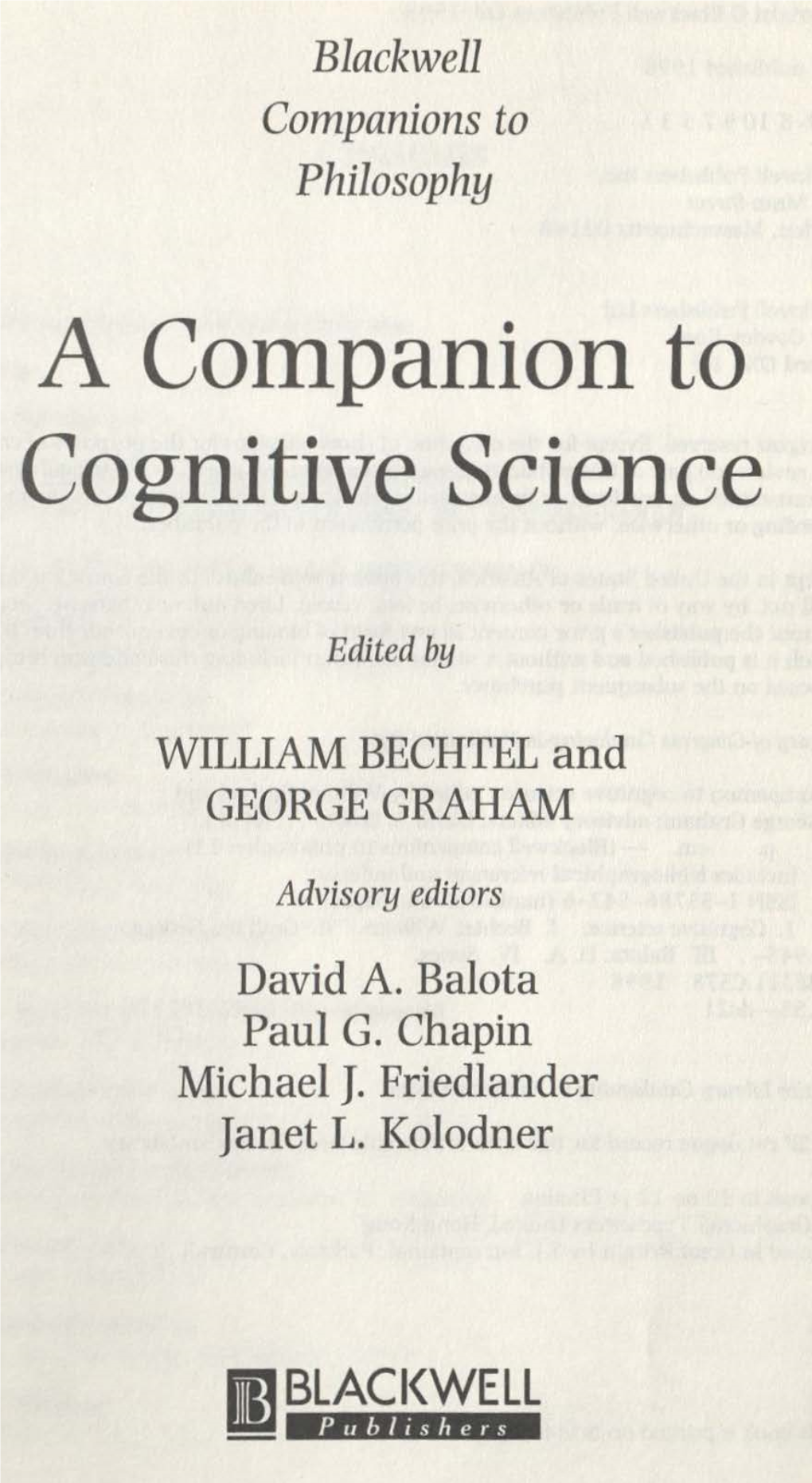 A Companion to Cognitive Science