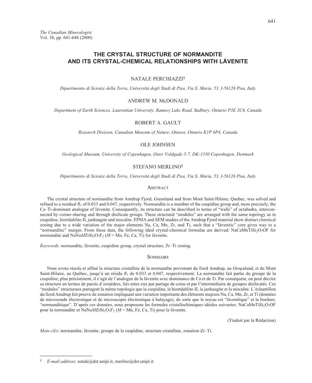 The Crystal Structure of Normandite and Its Crystal-Chemical Relationships with Låvenite