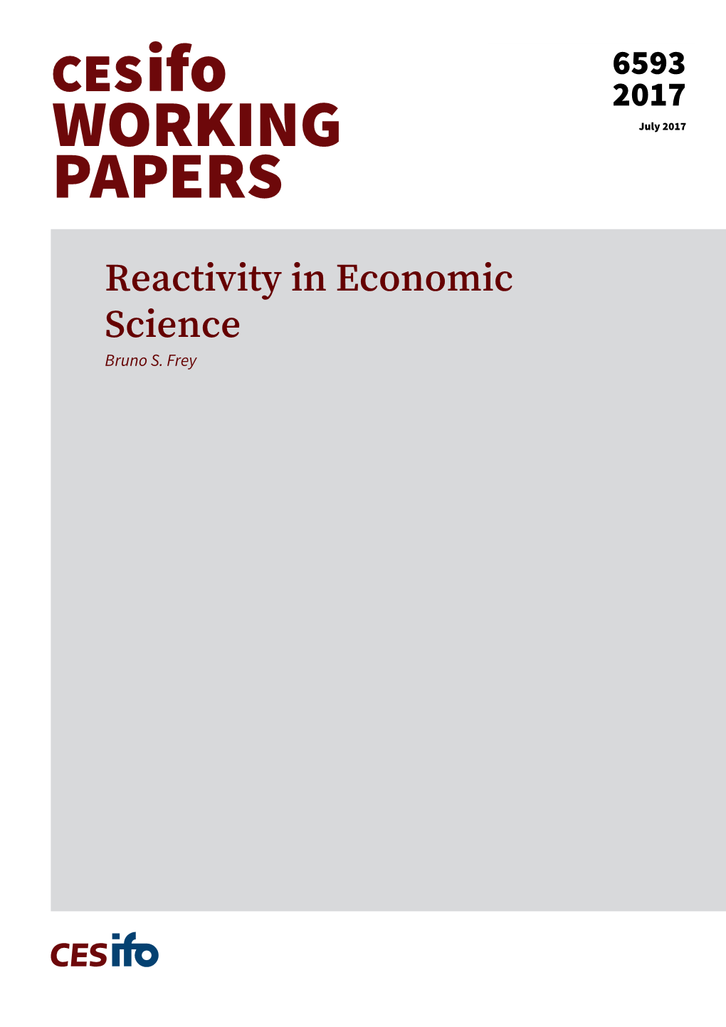 Reactivity in Economic Science Bruno S