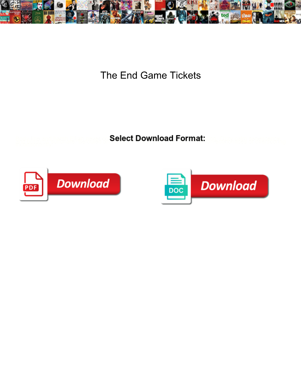 The End Game Tickets