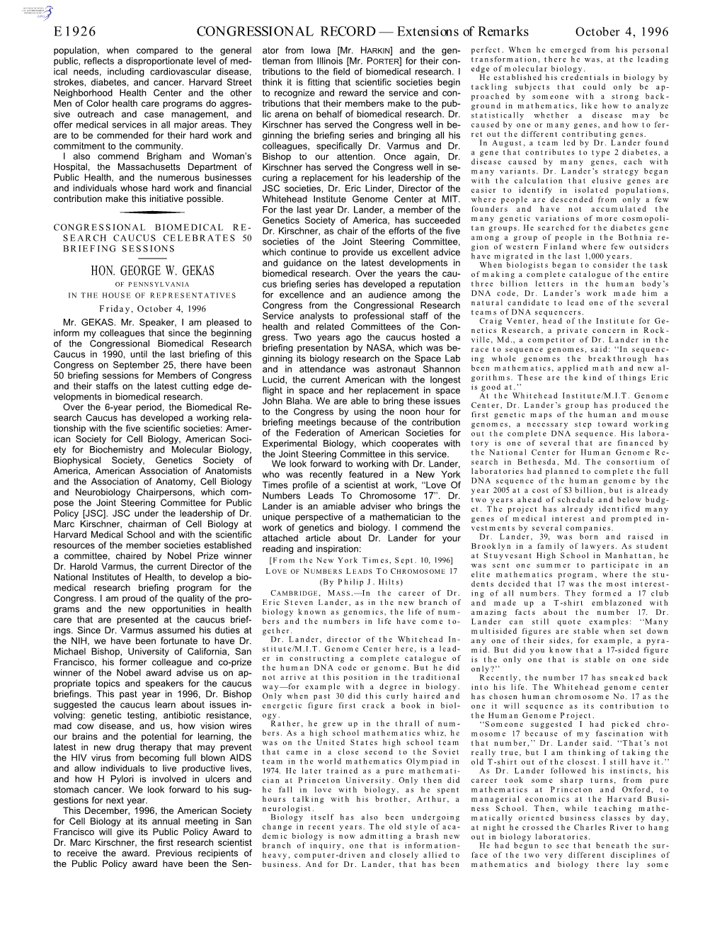 CONGRESSIONAL RECORD— Extensions of Remarks E1926 HON