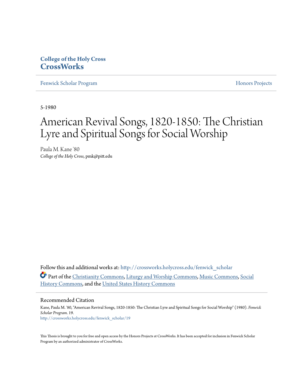 The Christian Lyre and Spiritual Songs for Social