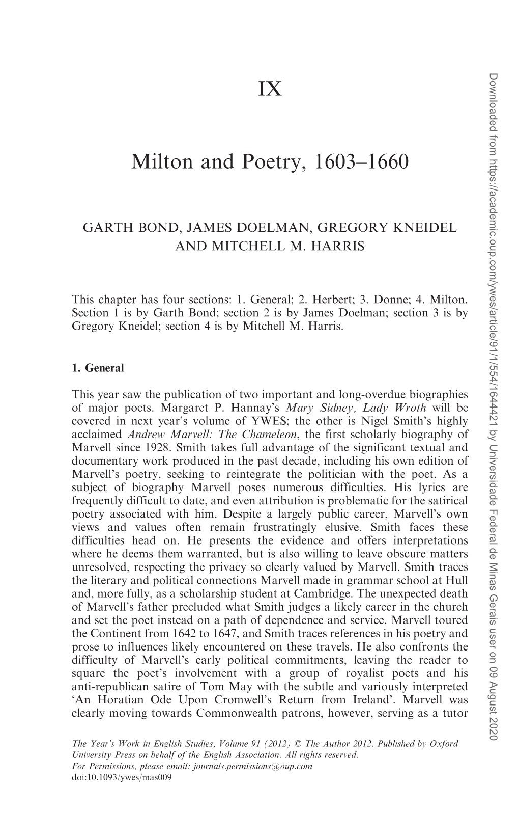 IX Milton and Poetry, 1603–1660