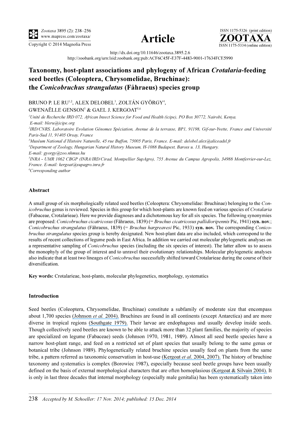 Taxonomy, Host-Plant Associations and Phylogeny of African Crotalaria