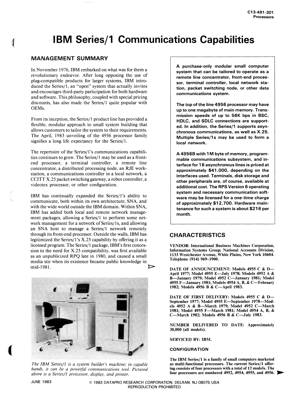 IBM Series/1 Communications Capabilities