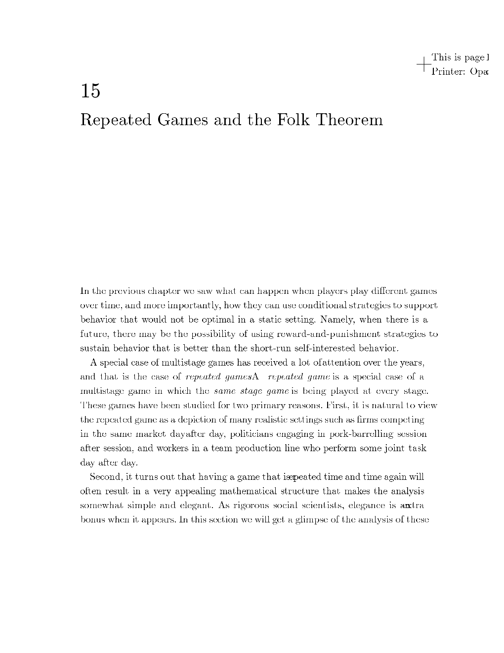Repeated Games and the Folk Theorem
