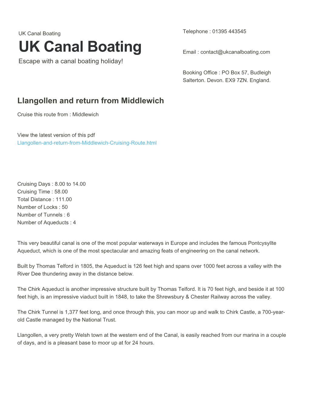 Llangollen and Return from Middlewich | UK Canal Boating