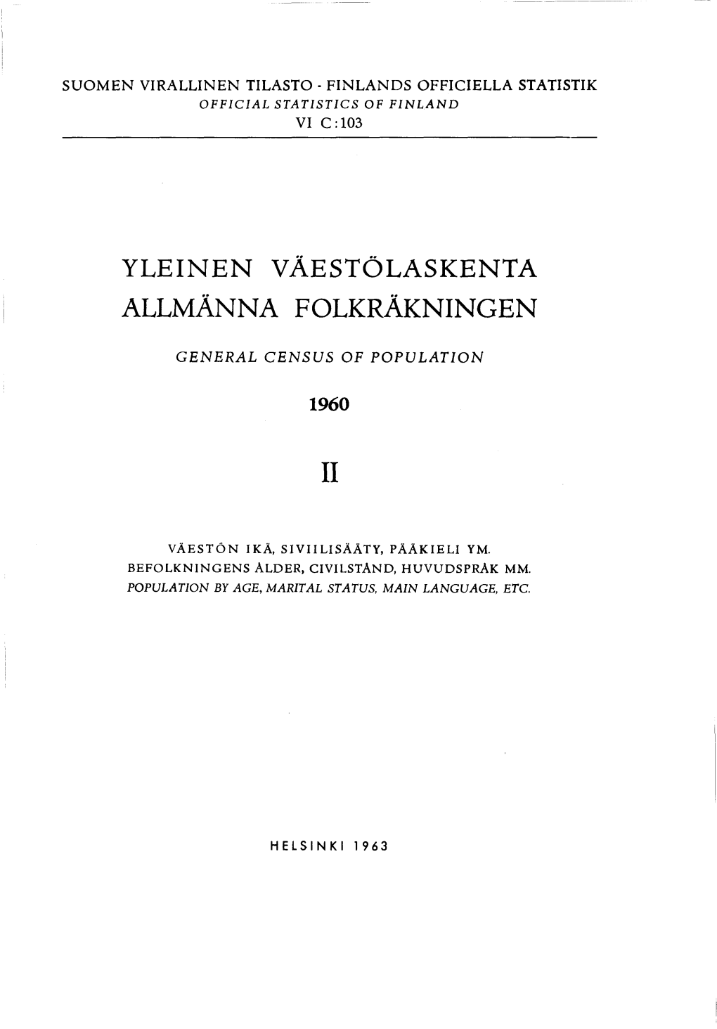 Yleinen Väestölaskenta Allmänna Folkräkningen