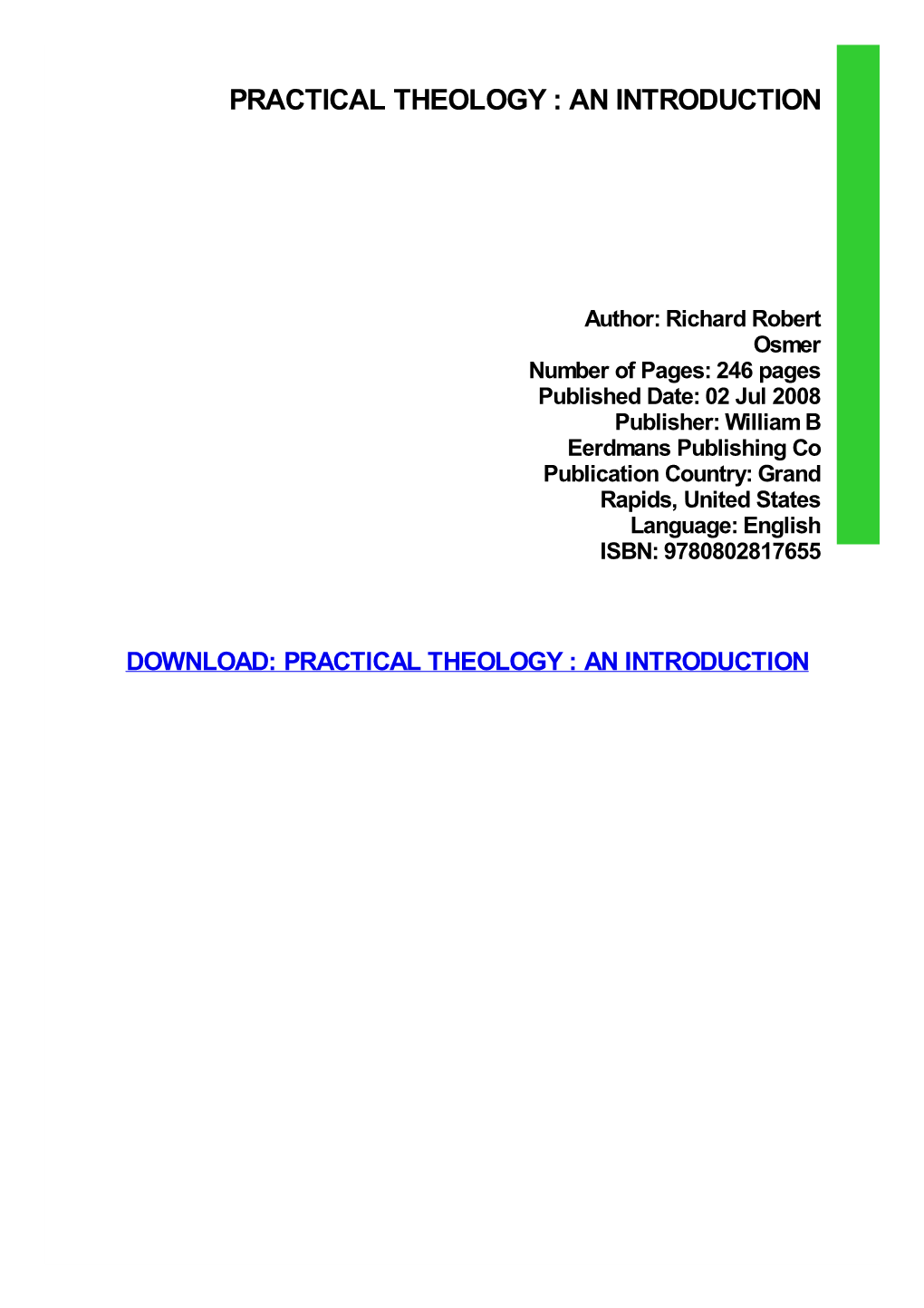 Practical Theology : an Introduction