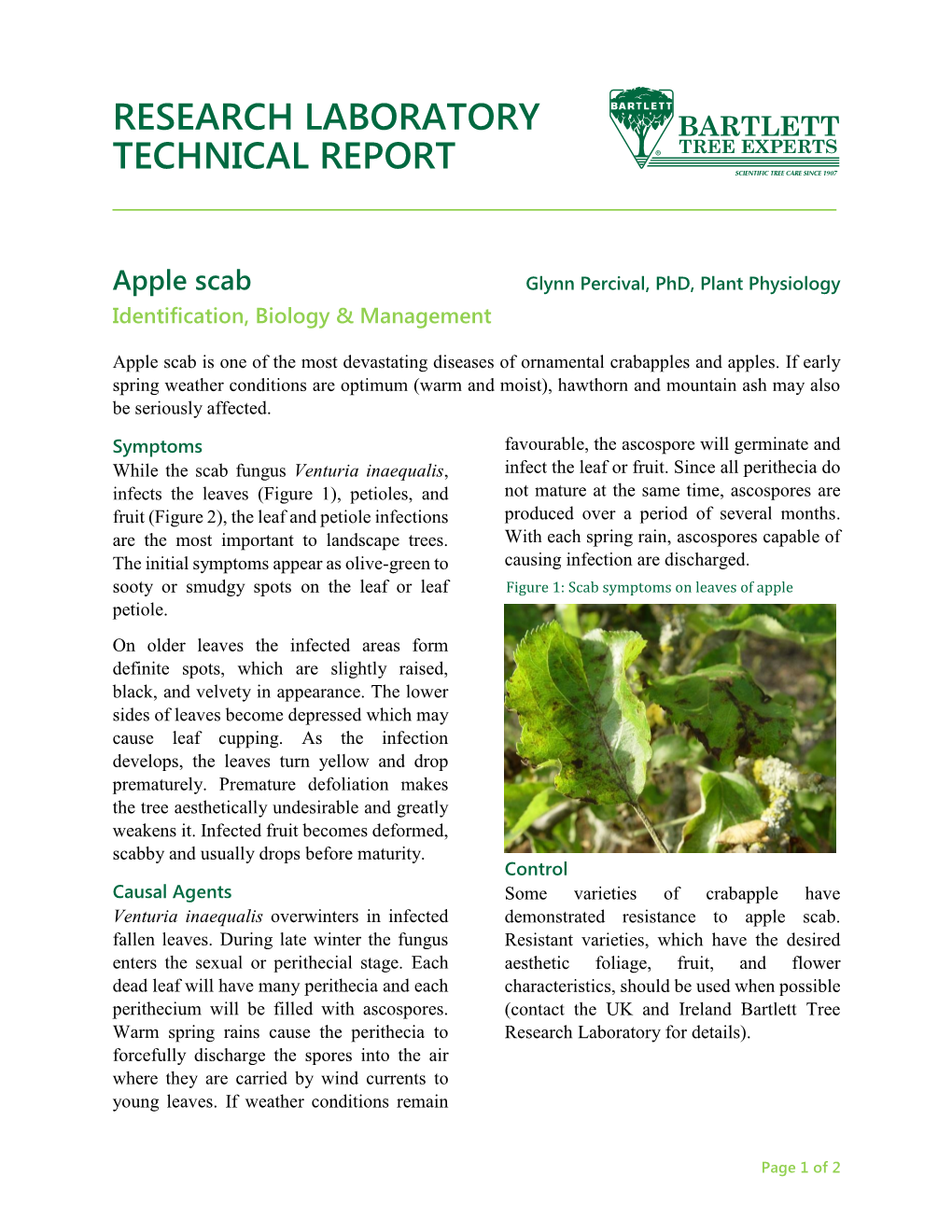 Apple Scab Glynn Percival, Phd, Plant Physiology Identification, Biology & Management