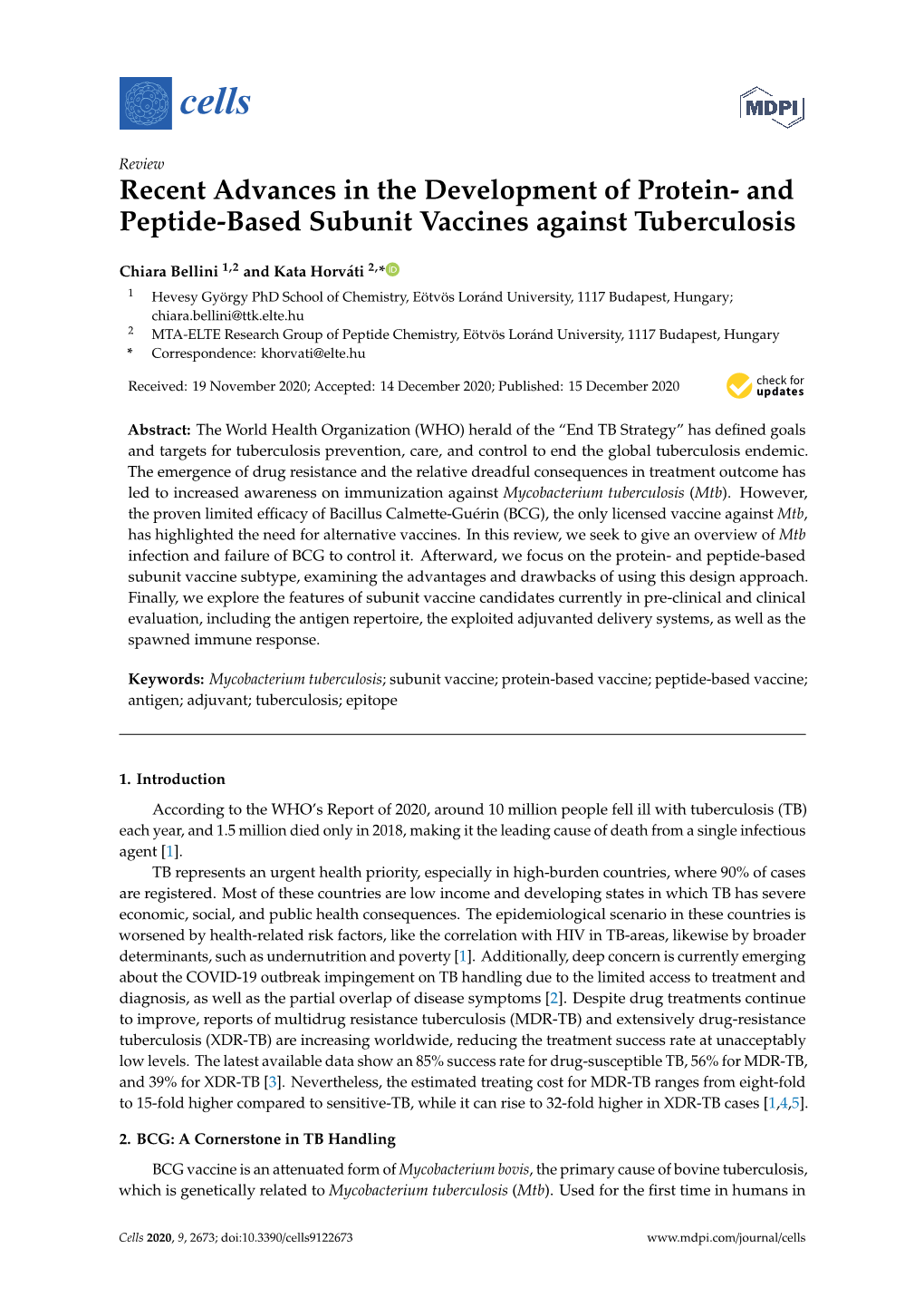 And Peptide-Based Subunit Vaccines Against Tuberculosis